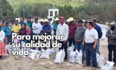 Personal del DIF Estatal entrega paquetes de maíz y frijol a familias de Urique y Bocoyna, como parte del apoyo alimentario en la Sierra Tarahumara.