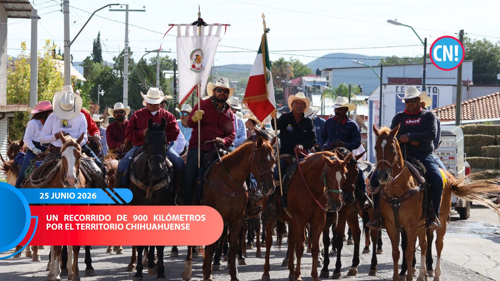 Cabalgantes avanzan en la Gran Cabalgata Villista 2026, que inicia en Ciudad Juárez y recorre Chihuahua como parte de una tradición cultural y turística.